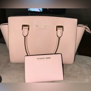 Michael Kors Blush Pink Satchel and Wallet Set